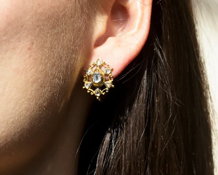 Bell Bird Antiques 18th Century Table Cut Diamond Earrings Earrings