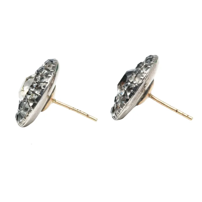 Bell Bird Antiques Earrings Georgian Era Double Halo Paste Earrings