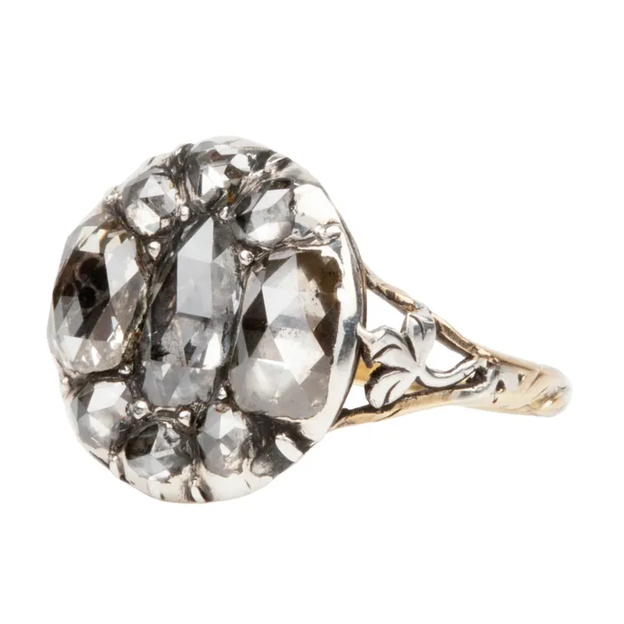 Bell Bird Antiques Georgian Era Rose Cut Diamond Cluster Ring Rings