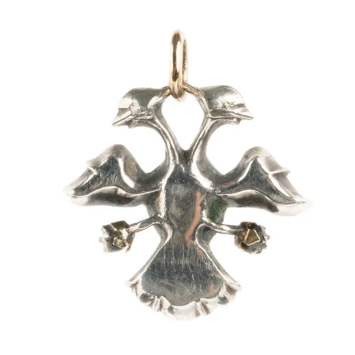 Bell Bird Antiques Necklaces 18th Century Iberian Precious Topaz Double Headed Eagle Pendant