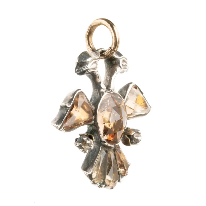 Bell Bird Antiques Necklaces 18th Century Iberian Precious Topaz Double Headed Eagle Pendant