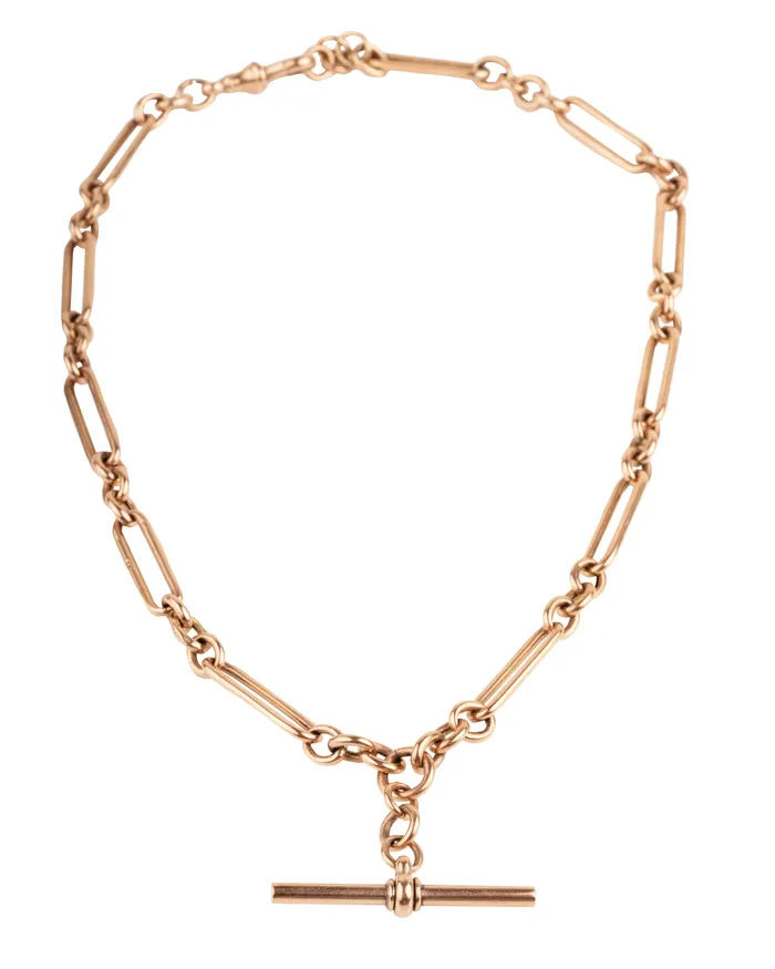 Bell Bird Antiques Necklaces Victorian Era Gold Albert Chain Necklace