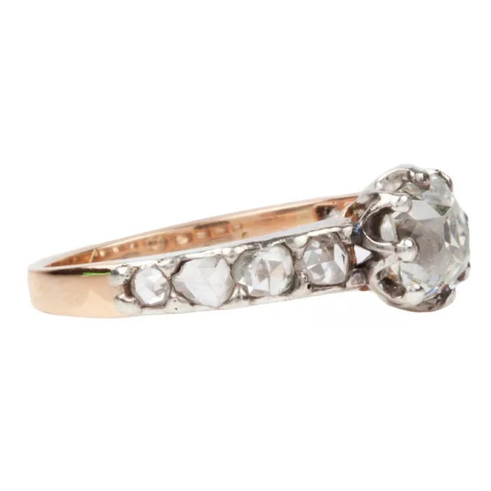 Bell Bird Antiques Rings Victorian Era Old Mine Cut and Rose Cut Diamond Ring