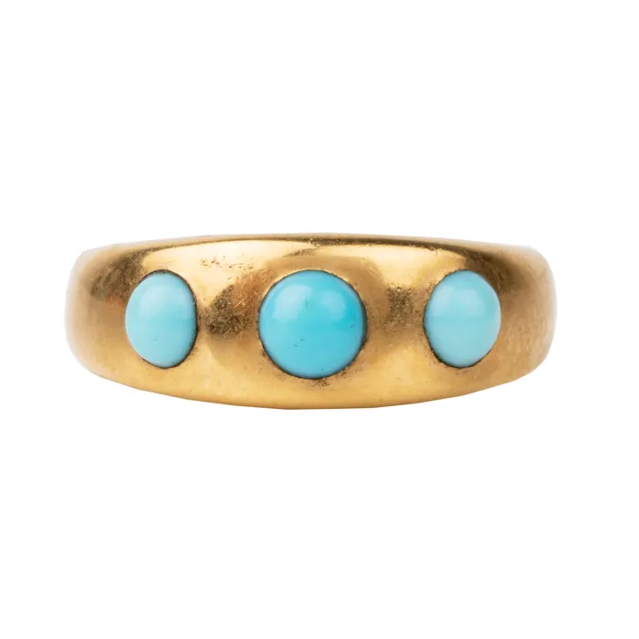 Bell Bird Antiques Rings Victorian Era Turquoise Three Stone Ring