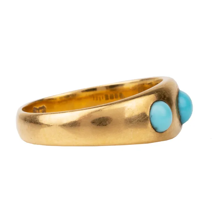 Bell Bird Antiques Rings Victorian Era Turquoise Three Stone Ring