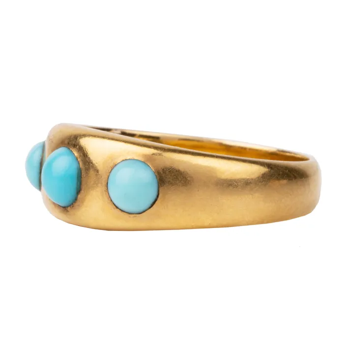 Bell Bird Antiques Rings Victorian Era Turquoise Three Stone Ring