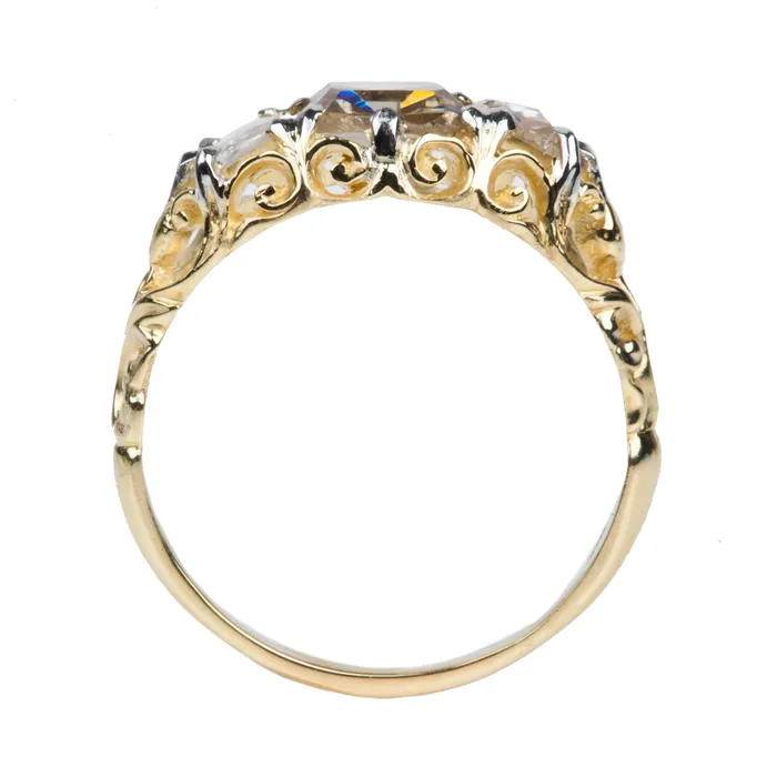Bell Bird Antiques Victorian Table Cut Diamond Three Stone Ring Rings