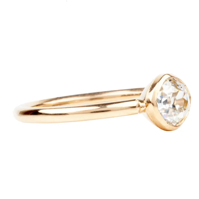 Bell Bird In House Bell Bird Old Mine Cut Diamond Bezel Set Solitaire Ring Rings