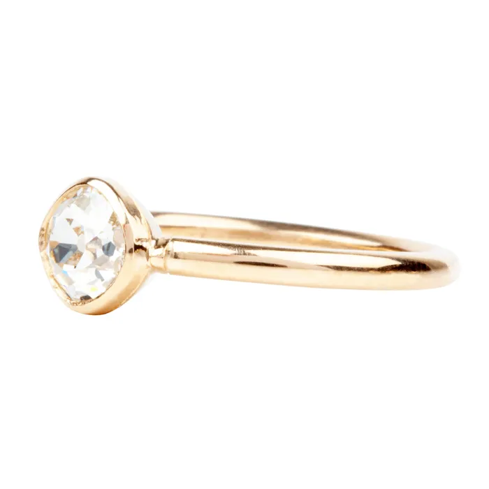 Bell Bird In House Bell Bird Old Mine Cut Diamond Bezel Set Solitaire Ring Rings