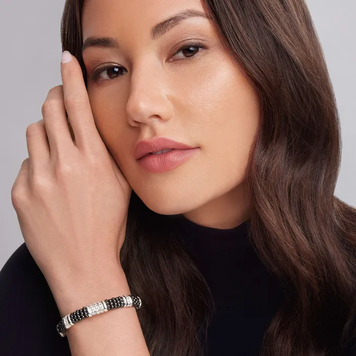 Black Caviar Five Station Ceramic Diamond Bracelet 9mm LAGOS Bracelets