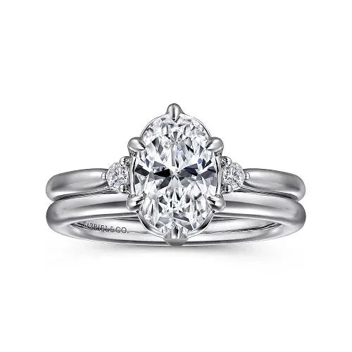 Blaise 14K White Gold Oval Three Stone Diamond Engagement Ring Setting Only GABRIEL CO Rings Blaise 14K White Gold Oval Three Stone Diamond Engagement Ring Setting Only GABRIEL CO Rings