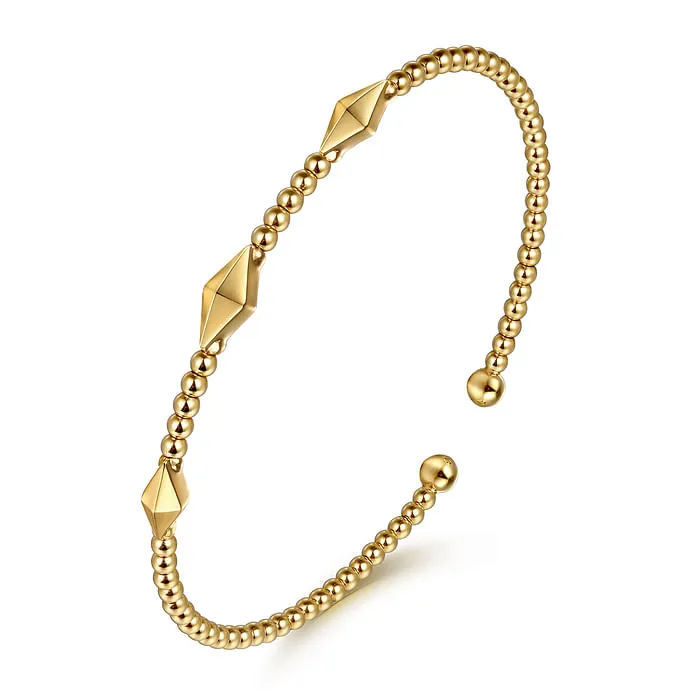 Bracelets 14K Yellow Gold Bujukan Pyramid Stations Bangle GABRIEL CO
