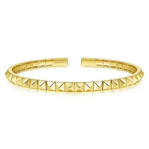 Bracelets 14K Yellow Gold Grommet Open Cuff Bracelet GABRIEL CO