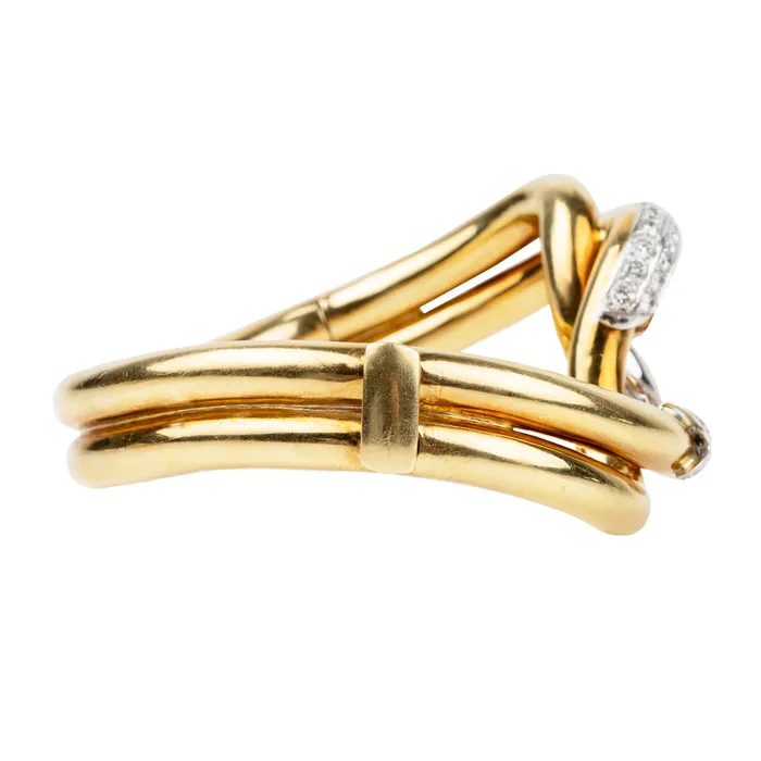 Bracelets Bell Bird Antiques Vintage Gold and Diamond Twist Bangle Bracelet