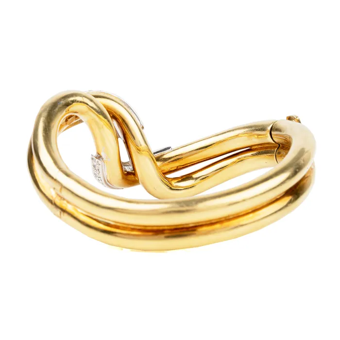 Bracelets Bell Bird Antiques Vintage Gold and Diamond Twist Bangle Bracelet