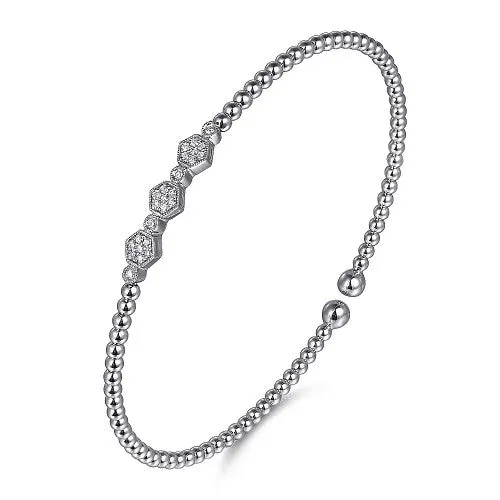 Bracelets GABRIEL CO 14K White Gold Bujukan Bead and Hexagon 013cttw Cluster Diamond Bangle Bracelets GABRIEL CO 14K White Gold Bujukan Bead and Hexagon 013cttw Cluster Diamond Bangle