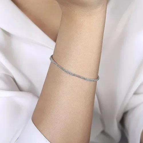 Bracelets GABRIEL CO 14K White Gold Bujukan Bead Cuff Bracelet with Diamond Pave Stations Bracelets GABRIEL CO 14K White Gold Bujukan Bead Cuff Bracelet with Diamond Pave Stations