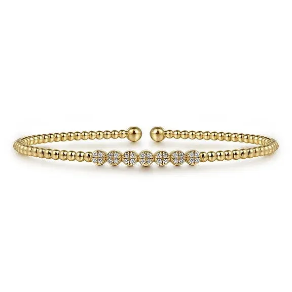 Bracelets GABRIEL CO 14K Yellow Gold Bujukan Bead and Cluster Diamond Bangle Bracelets GABRIEL CO 14K Yellow Gold Bujukan Bead and Cluster Diamond Bangle