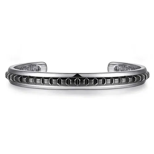Bracelets GABRIEL CO 925 Sterling Silver Open Cuff Bracelet with Black Grommet Inlay Bracelets GABRIEL CO 925 Sterling Silver Open Cuff Bracelet with Black Grommet Inlay