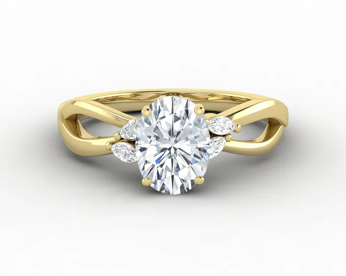Calla 15 Ct Twisted Solitaire Oval Cut Moissanite Engagement Ring Sapheena Jewelry Rings Calla 15 Ct Twisted Solitaire Oval Cut Moissanite Engagement Ring Sapheena Jewelry Rings