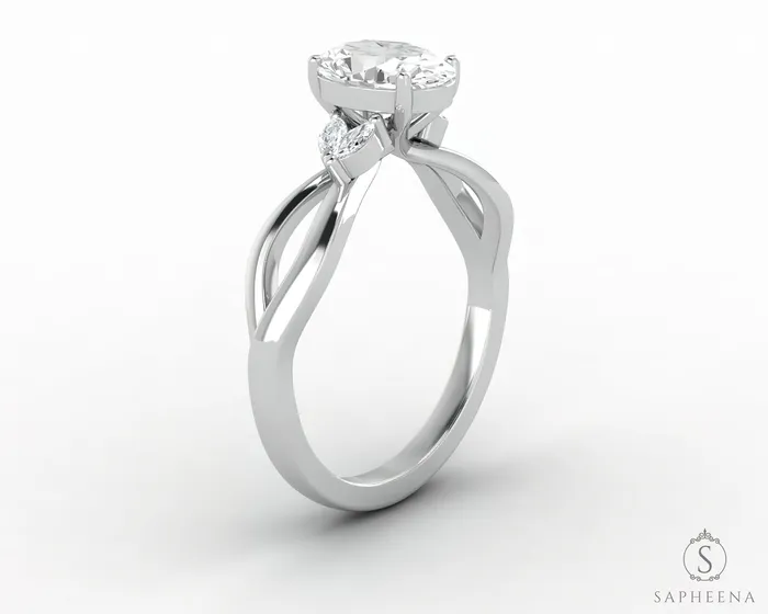 Calla 15 Ct Twisted Solitaire Oval Cut Moissanite Engagement Ring Sapheena Jewelry Rings