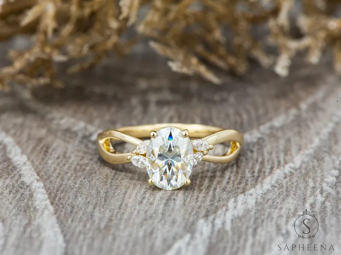 Calla 15 Ct Twisted Solitaire Oval Cut Moissanite Engagement Ring Sapheena Jewelry Rings