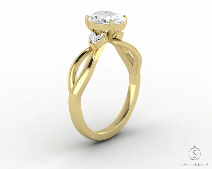 Calla 15 Ct Twisted Solitaire Oval Cut Moissanite Engagement Ring Sapheena Jewelry Rings