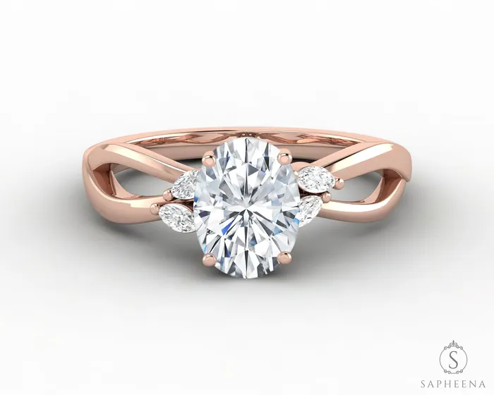 Calla 15 Ct Twisted Solitaire Oval Cut Moissanite Engagement Ring Sapheena Jewelry Rings
