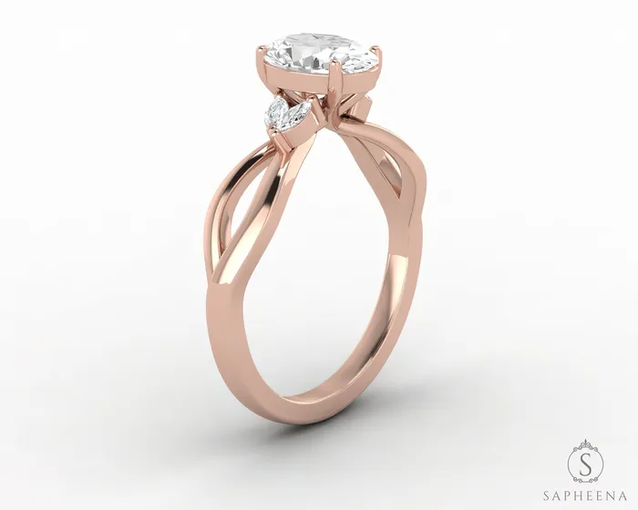 Calla 15 Ct Twisted Solitaire Oval Cut Moissanite Engagement Ring Sapheena Jewelry Rings