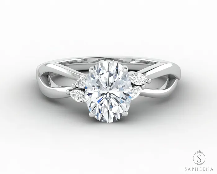 Calla 15 Ct Twisted Solitaire Oval Cut Moissanite Engagement Ring Sapheena Jewelry Rings
