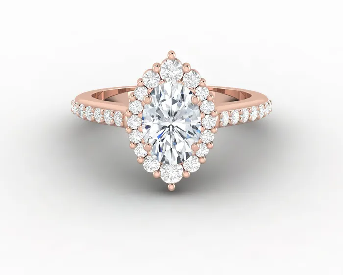 Capella 075 Ct Oval Cut Halo Engagement Ring with Side Stones Sapheena Jewelry Rings Capella 075 Ct Oval Cut Halo Engagement Ring with Side Stones Sapheena Jewelry Rings