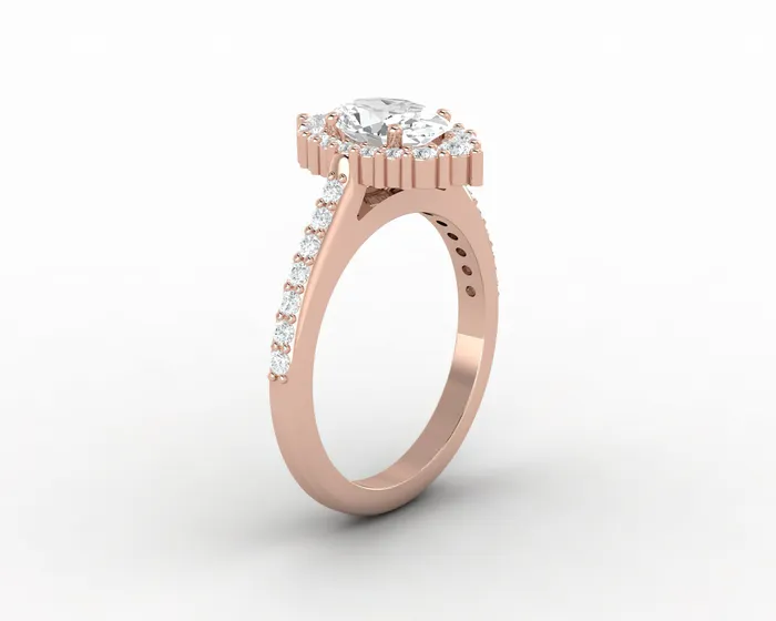 Capella 075 Ct Oval Cut Halo Engagement Ring with Side Stones Sapheena Jewelry Rings