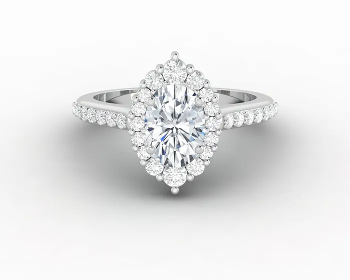 Capella 075 Ct Oval Cut Halo Engagement Ring with Side Stones Sapheena Jewelry Rings