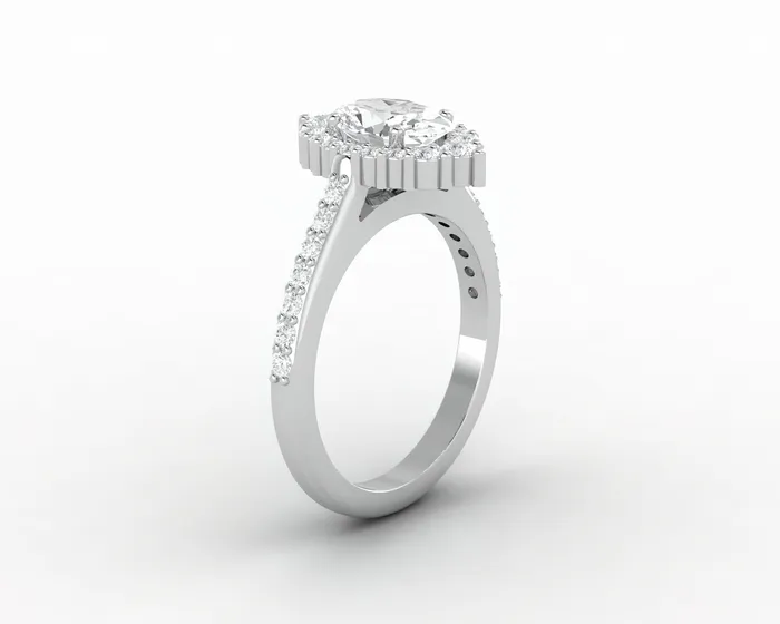 Capella 075 Ct Oval Cut Halo Engagement Ring with Side Stones Sapheena Jewelry Rings