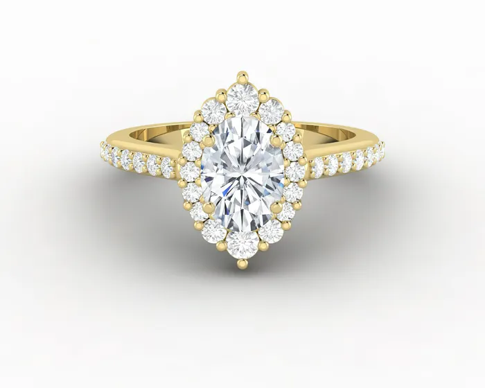 Capella 075 Ct Oval Cut Halo Engagement Ring with Side Stones Sapheena Jewelry Rings