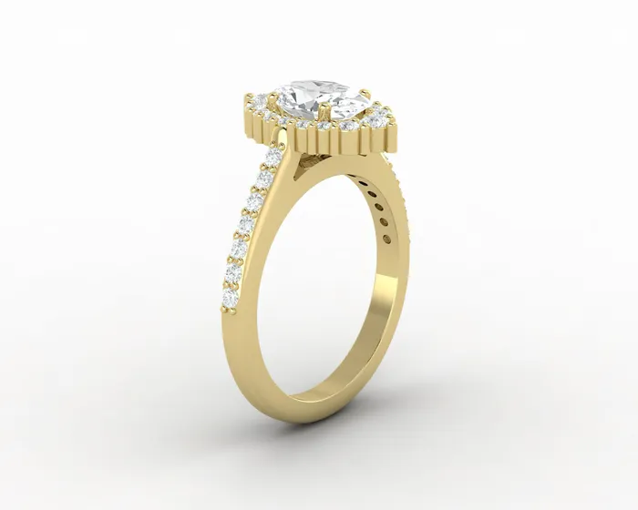 Capella 075 Ct Oval Cut Halo Engagement Ring with Side Stones Sapheena Jewelry Rings