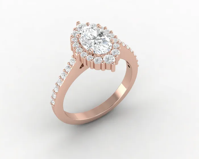 Capella 075 Ct Oval Cut Halo Engagement Ring with Side Stones Sapheena Jewelry Rings