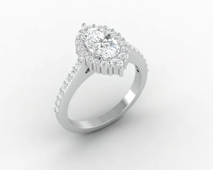 Capella 075 Ct Oval Cut Halo Engagement Ring with Side Stones Sapheena Jewelry Rings