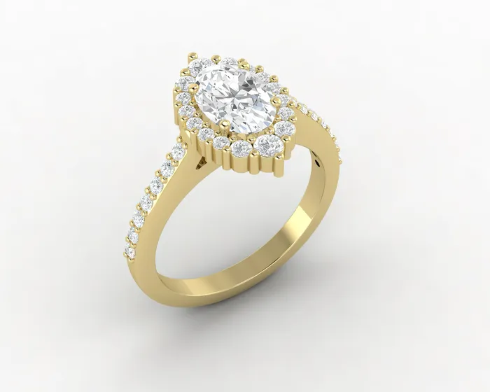 Capella 075 Ct Oval Cut Halo Engagement Ring with Side Stones Sapheena Jewelry Rings