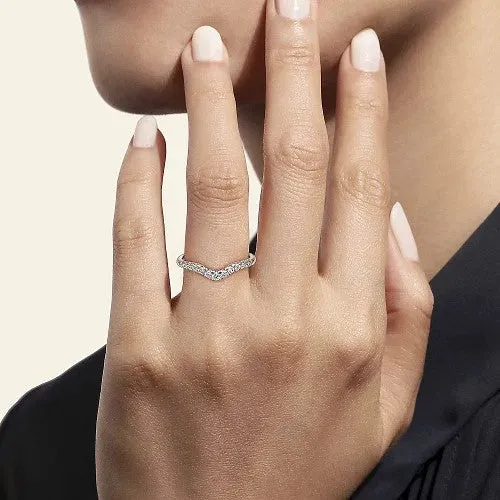 Chambery Curved 14K White Gold French Pave Diamond Wedding Band 025 ct GABRIEL CO Rings Chambery Curved 14K White Gold French Pave Diamond Wedding Band 025 ct GABRIEL CO Rings