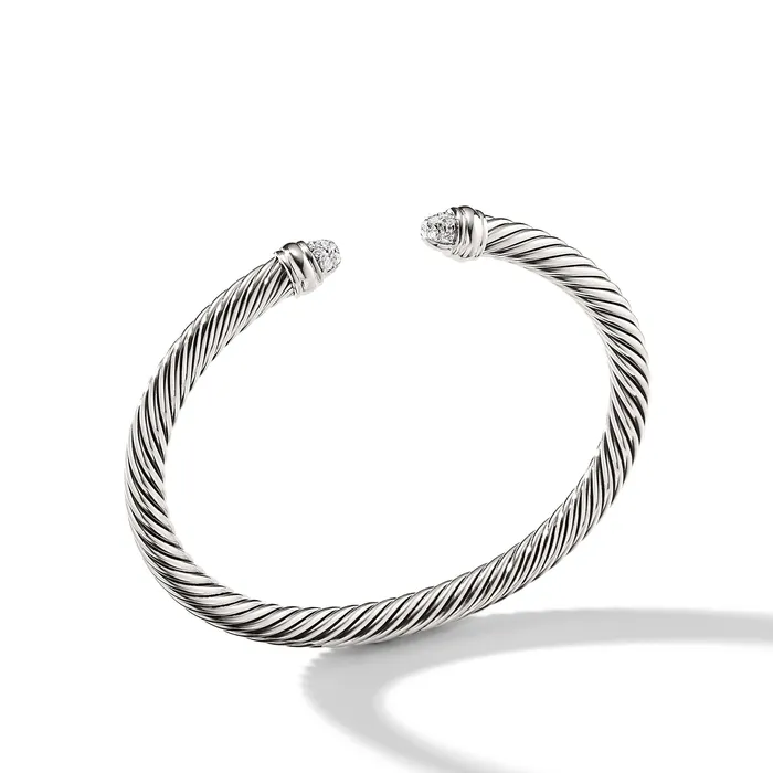 Classic Cable Bracelet in Sterling Silver with Pav Diamond Domes 5mm David Yurman Bracelets Classic Cable Bracelet in Sterling Silver with Pav Diamond Domes 5mm David Yurman Bracelets