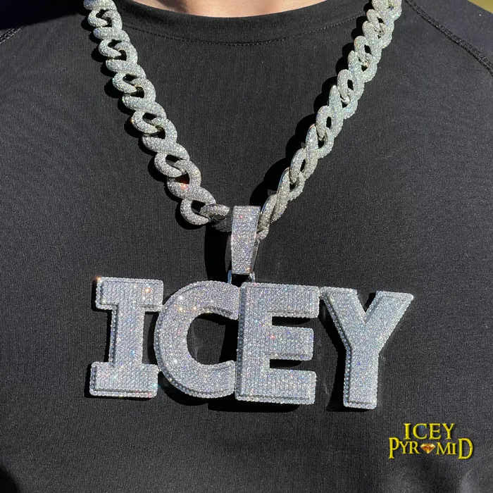 CLASSY Necklaces Two Layers Solid Clear Font Iced Out Personalized Custom Name Necklace Pendant