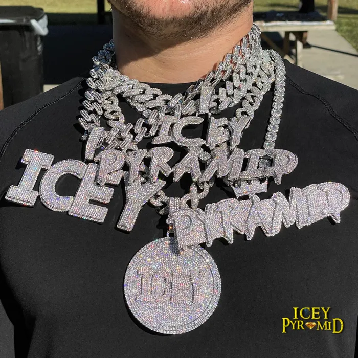CLASSY Necklaces Two Layers Solid Clear Font Iced Out Personalized Custom Name Necklace Pendant