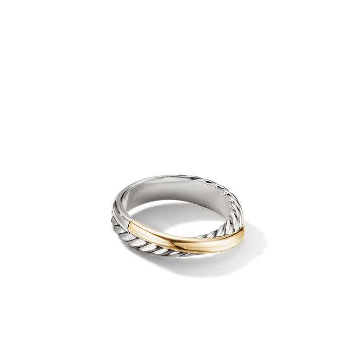 Crossover Band Ring in Sterling Silver with 18K Yellow Gold 53mm David Yurman Rings Crossover Band Ring in Sterling Silver with 18K Yellow Gold 53mm David Yurman Rings