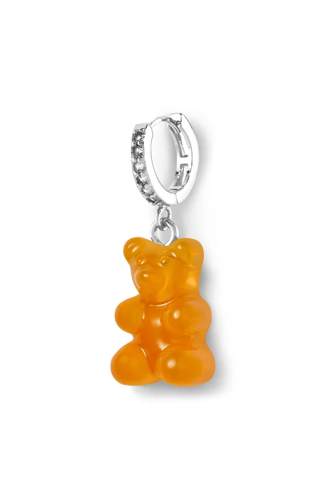 Crystal Haze Jewelry Earrings Nostalgia bear hoop Silver plated Fanta
