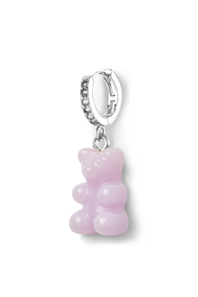 Crystal Haze Jewelry Earrings Nostalgia bear hoop Silver plated Lavender