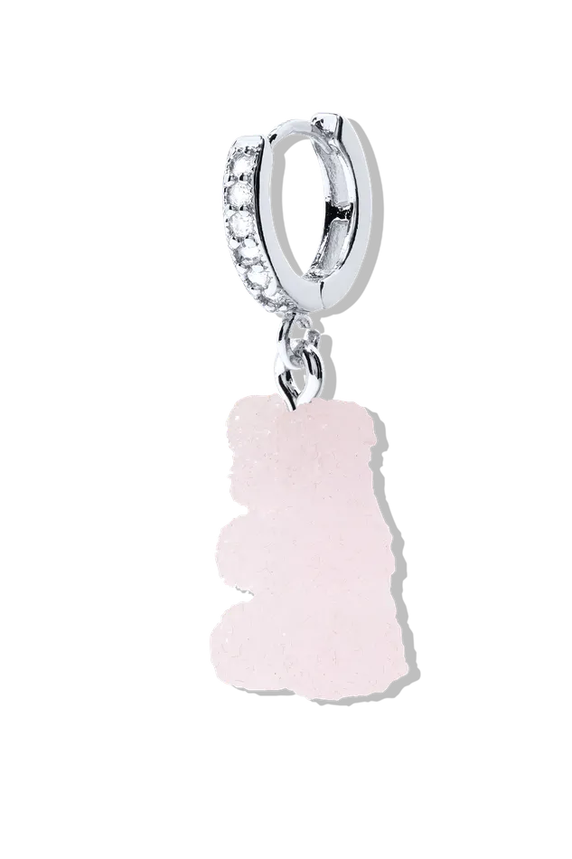 Crystal Haze Jewelry EU Earrings Fizzy Nostalgia Bear hoop Silver plated Strawberry