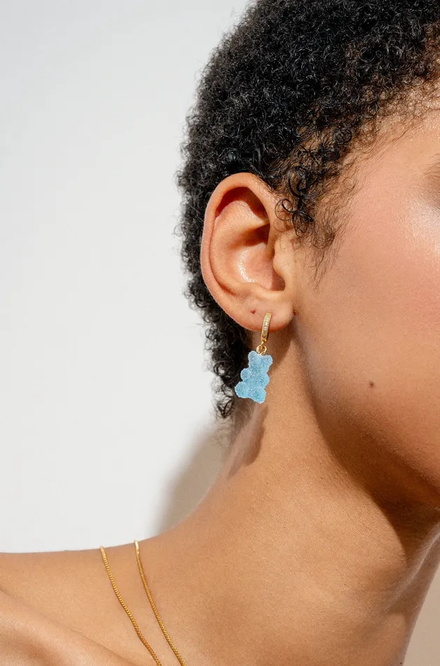 Crystal Haze Jewelry EU Fizzy Nostalgia Bear hoop Blueberry Earrings