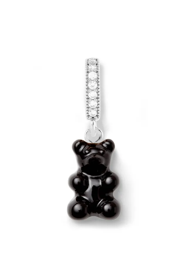 Crystal Haze Jewelry Rings Nostalgia bear Pave connector Silver plated Black
