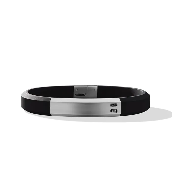 David Yurman Bracelets Streamline ID Bracelet with Black Rubber and Sterling Silver 10mm David Yurman Bracelets Streamline ID Bracelet with Black Rubber and Sterling Silver 10mm